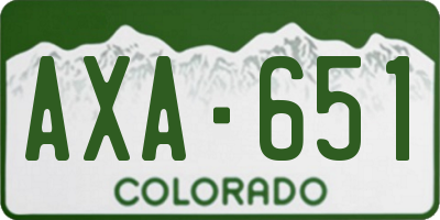 CO license plate AXA651