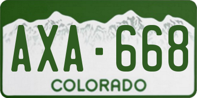 CO license plate AXA668