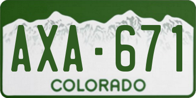 CO license plate AXA671