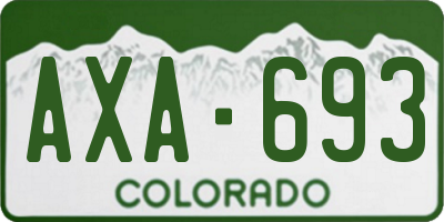 CO license plate AXA693