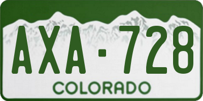 CO license plate AXA728