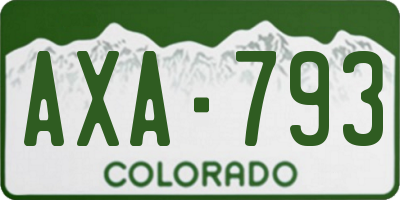 CO license plate AXA793