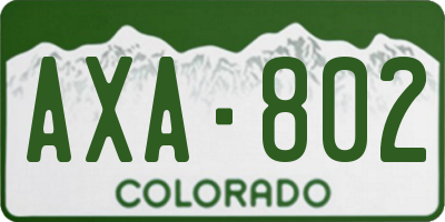 CO license plate AXA802