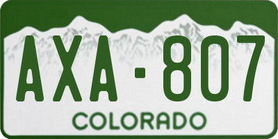 CO license plate AXA807