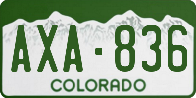 CO license plate AXA836