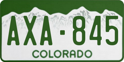 CO license plate AXA845
