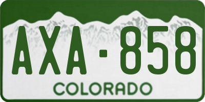 CO license plate AXA858