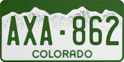 CO license plate AXA862