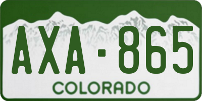 CO license plate AXA865