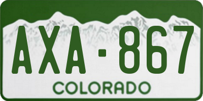 CO license plate AXA867
