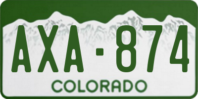 CO license plate AXA874