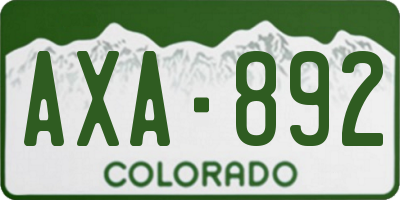CO license plate AXA892