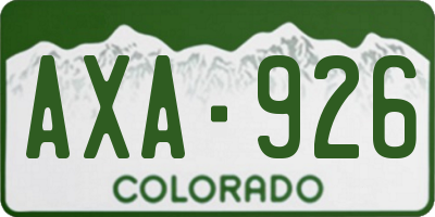CO license plate AXA926