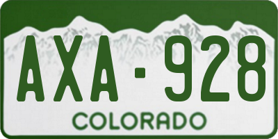 CO license plate AXA928