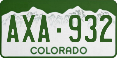 CO license plate AXA932