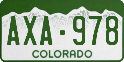 CO license plate AXA978