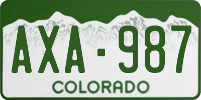 CO license plate AXA987