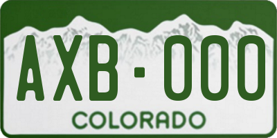 CO license plate AXB000