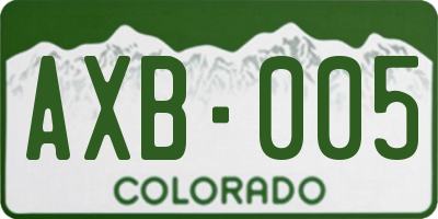 CO license plate AXB005