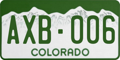 CO license plate AXB006