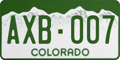 CO license plate AXB007