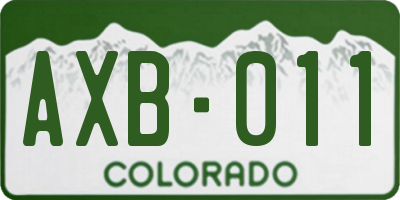 CO license plate AXB011