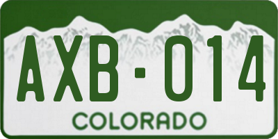 CO license plate AXB014