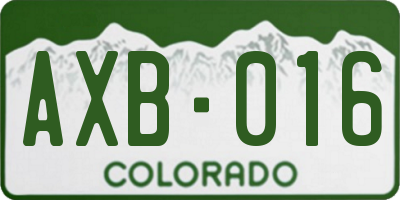 CO license plate AXB016