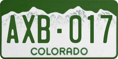 CO license plate AXB017