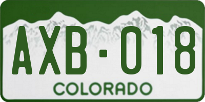 CO license plate AXB018