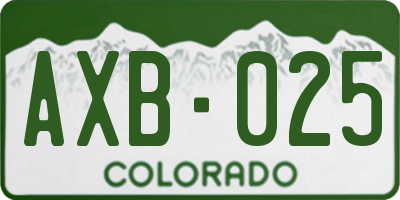 CO license plate AXB025