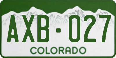 CO license plate AXB027