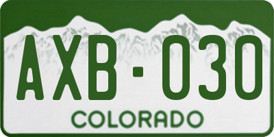 CO license plate AXB030