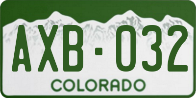 CO license plate AXB032