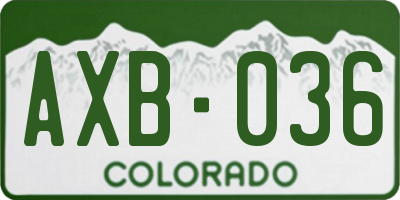 CO license plate AXB036