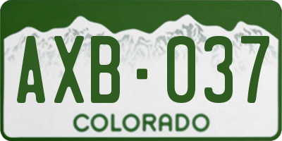CO license plate AXB037