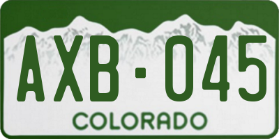 CO license plate AXB045