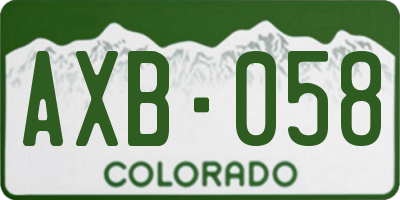 CO license plate AXB058