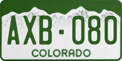 CO license plate AXB080