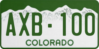 CO license plate AXB100