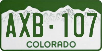 CO license plate AXB107
