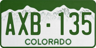 CO license plate AXB135