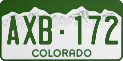 CO license plate AXB172