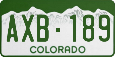 CO license plate AXB189