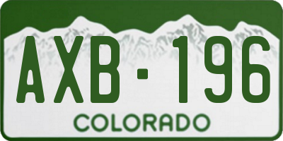CO license plate AXB196
