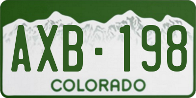 CO license plate AXB198