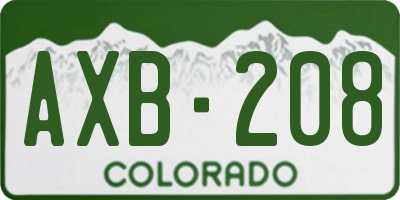 CO license plate AXB208