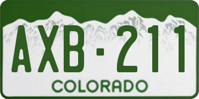 CO license plate AXB211