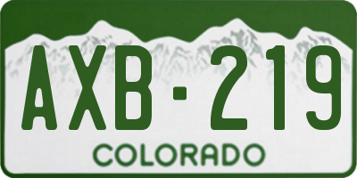 CO license plate AXB219