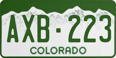 CO license plate AXB223